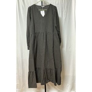 Mus & Bombon Bloomsbury Maxi Dress S Black Check 100% Cotton Spain NWT